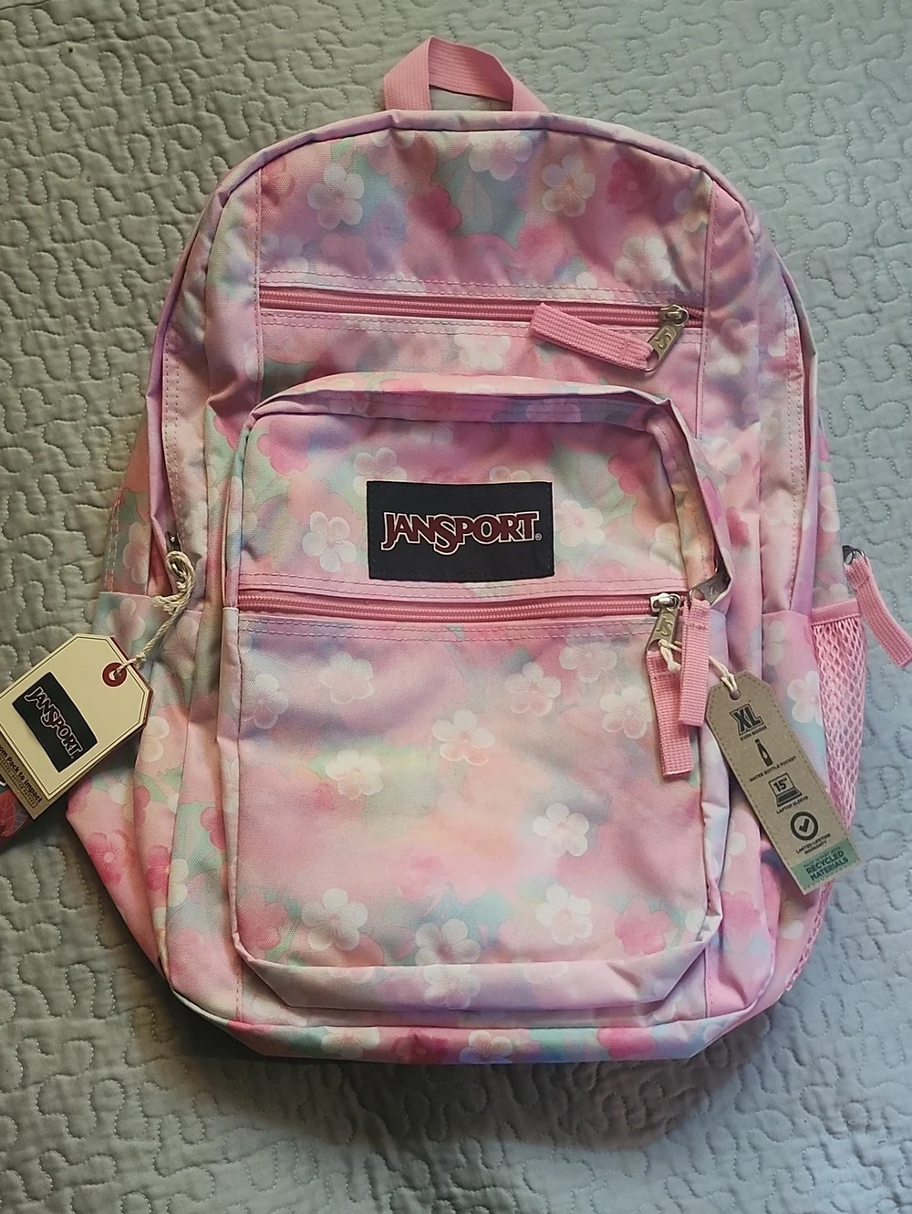 NWT Jansport Big Student Backpack- Pink Daisy Floral Print